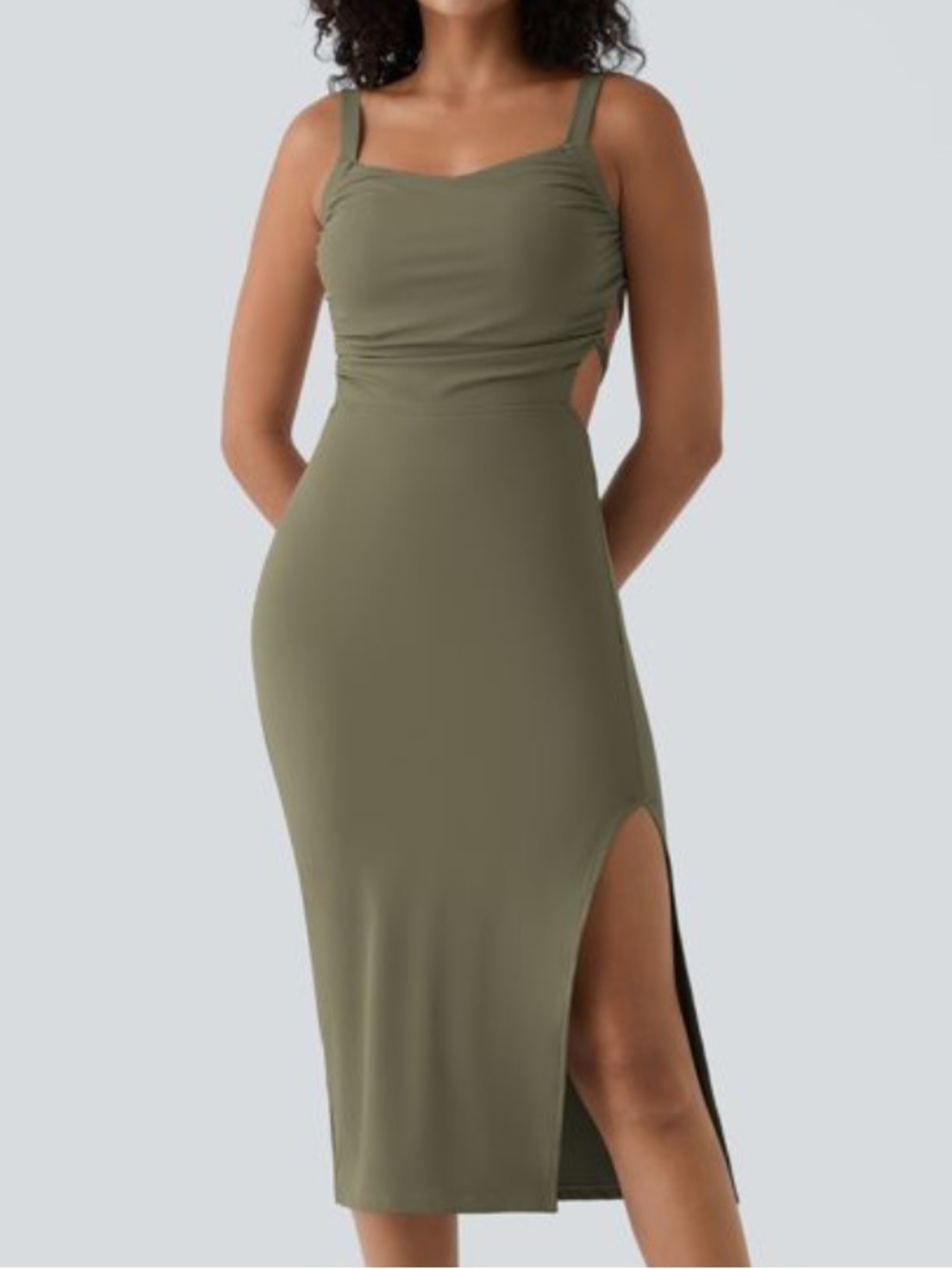 NWT Halara Ruched Lace Up Bodycon Midi Dress(size XS)